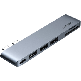 USB-хаб UGREEN CM251 2xUSB-C to 3xUSB 3.0 + SD/TF + PD 100W – Gray